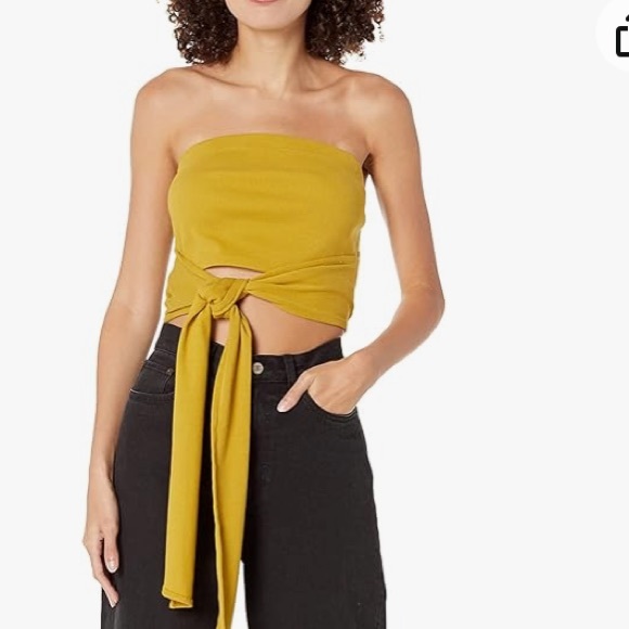 The Drop Tops - NWT The Drop citronella color wrap around ,Rib ,bustier cropped top S,M,L.